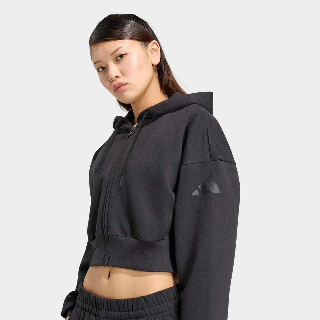 Sweat zippé femme, Adidas, noir