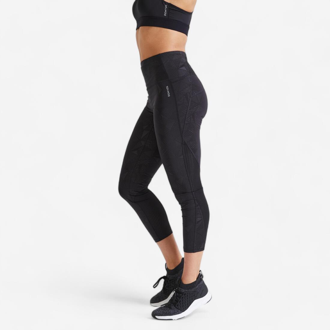 Legging taille haute Fitness court et gainant – noir