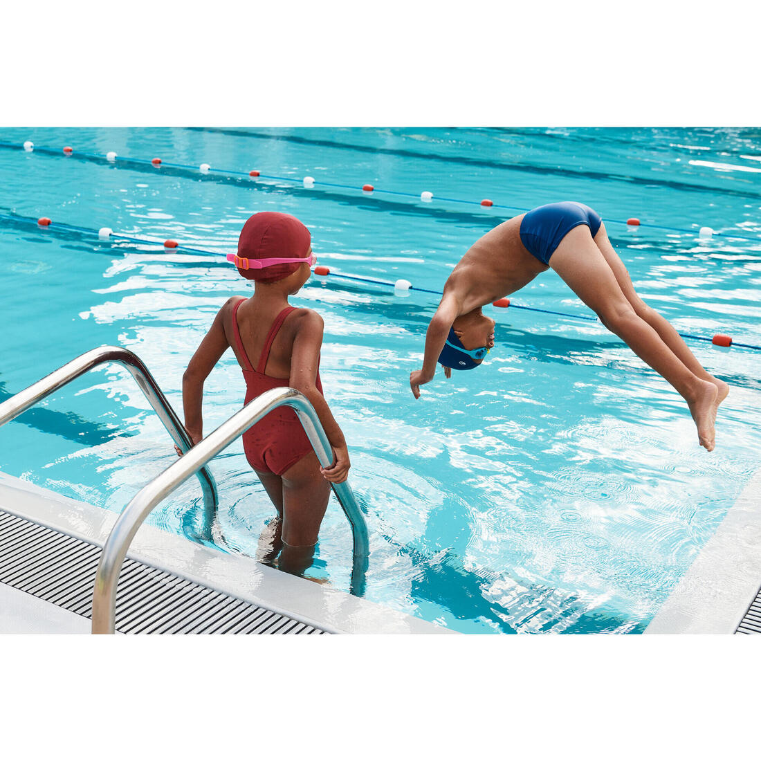 Kit de natation Fille : maillot de bain, lunettes, bonnet, sac - 100 Violet