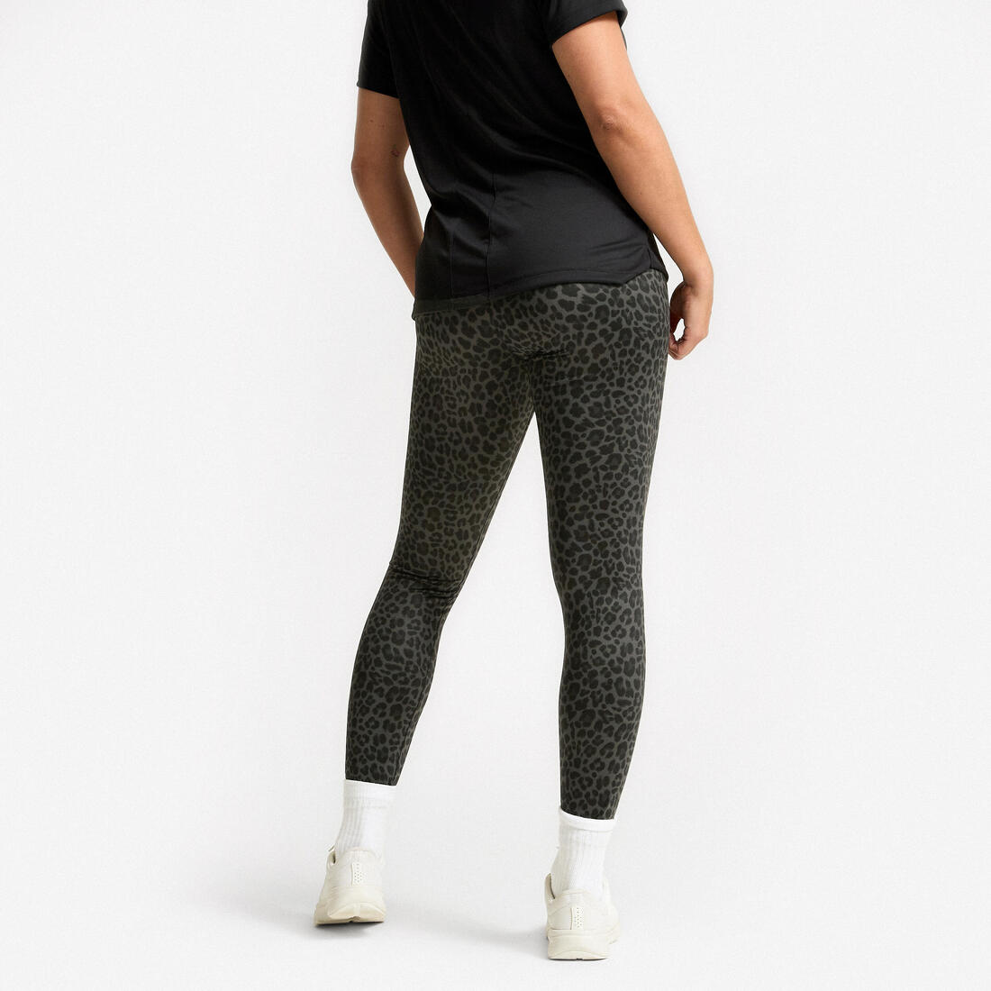 Legging de sport taille haute et respirant femme, imprimé gris chiné