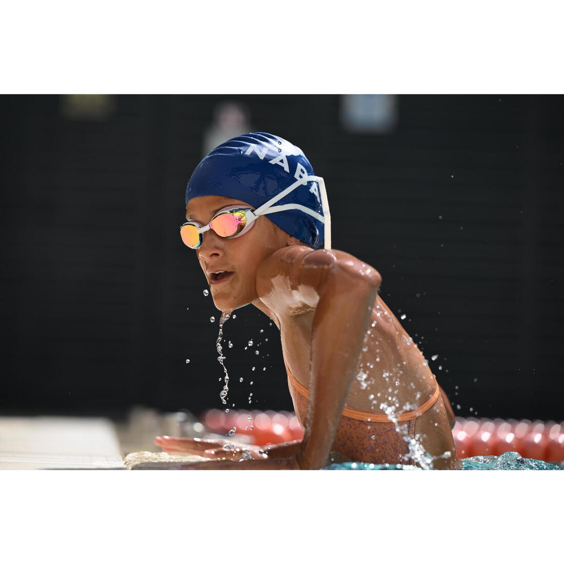 Lunettes de natation Taille Unique - Bfit blanches verres miroirs