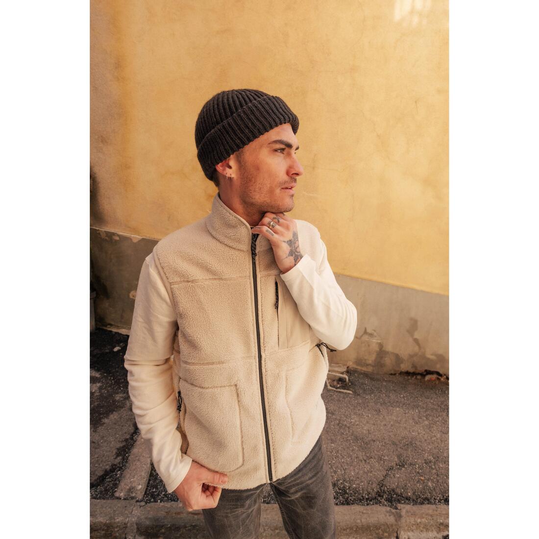 Gilet polaire de randonnée homme, sherpa MH500 beige