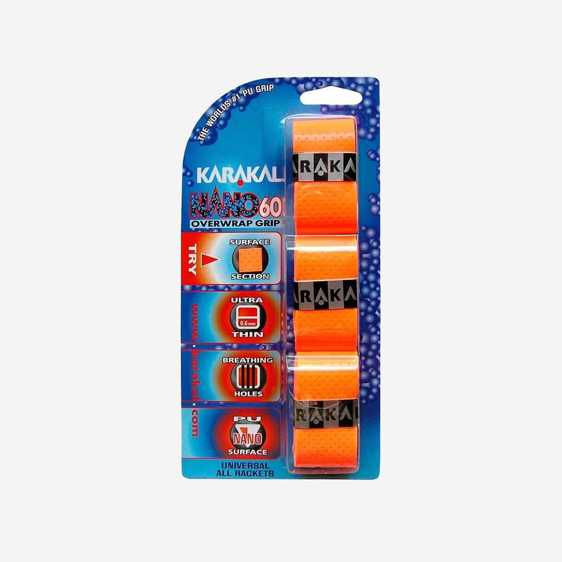 Surgrip sports de raquettes fin, Karakal nano 60 orange x3