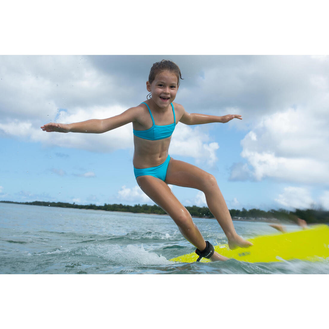 maillot de bain 2 pièces SURF FILLE BRASSIERE TURQUOISE BALI 100