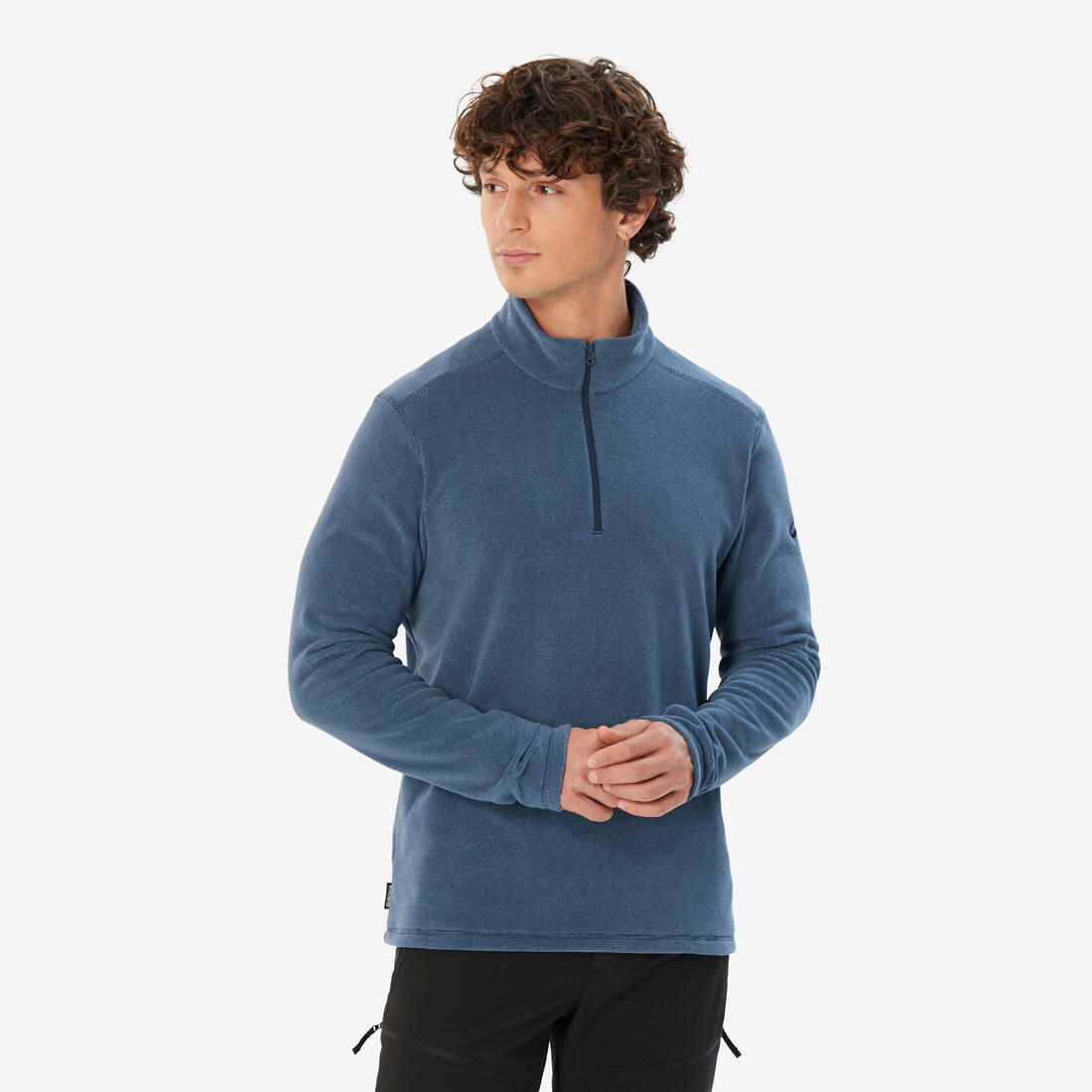 Polaire de randonnée montagne homme, MH100 demi zip bleu