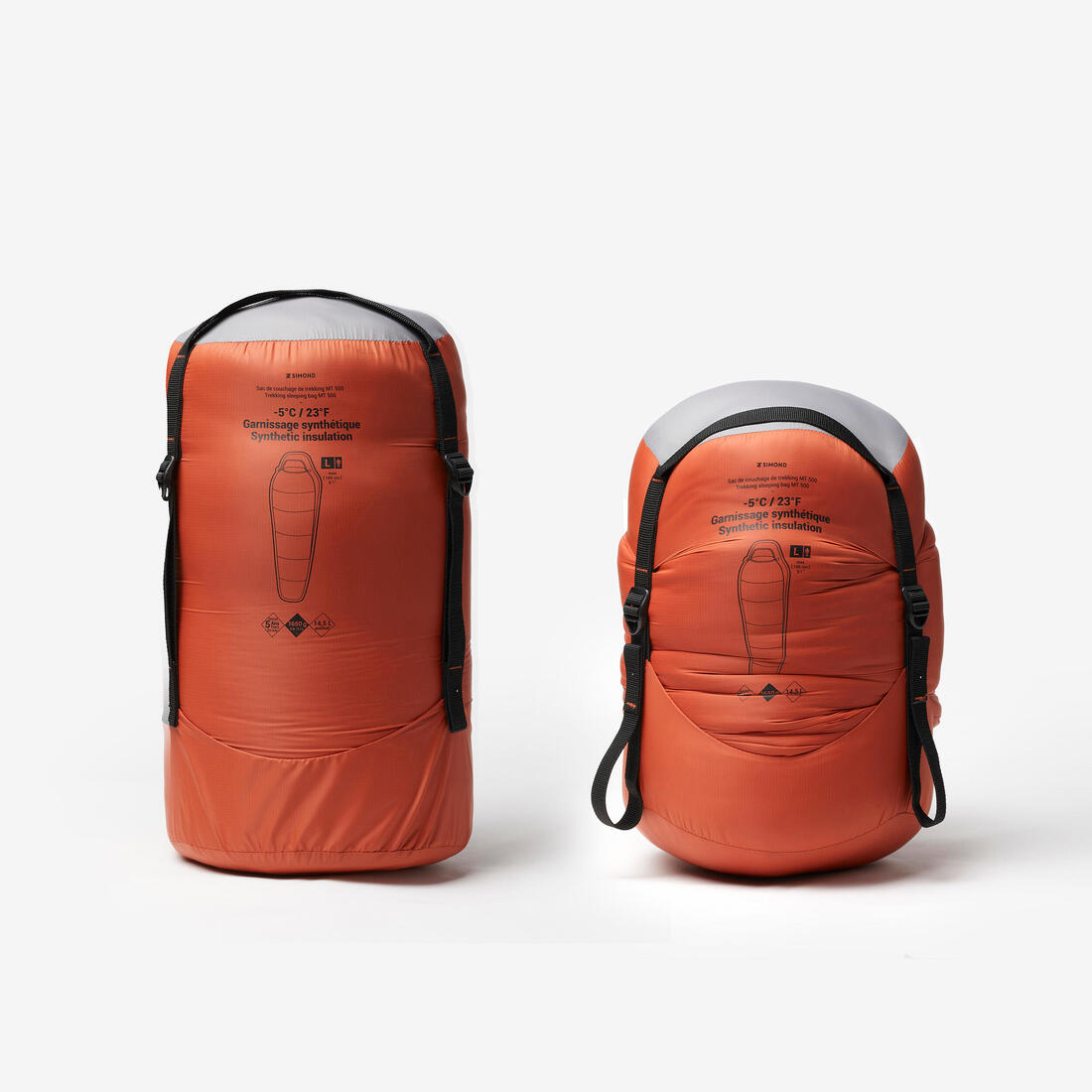 Sac de couchage de trekking - mt500 -5°c - synthétique