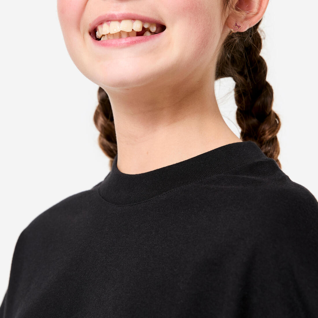 Tee-shirt coupe loose fille, noir