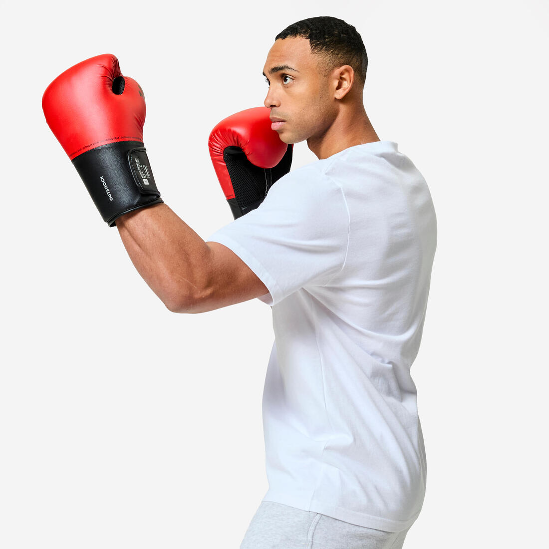 Gants de boxe training pour débutant adulte, rouge et noir