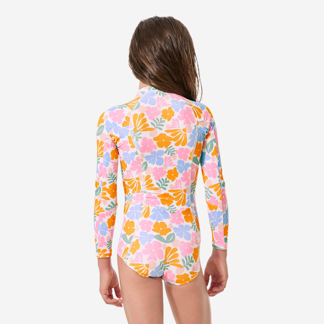 Maillot de bain surf 1 pièce manches longues anti-UV fille, Loulou rayures