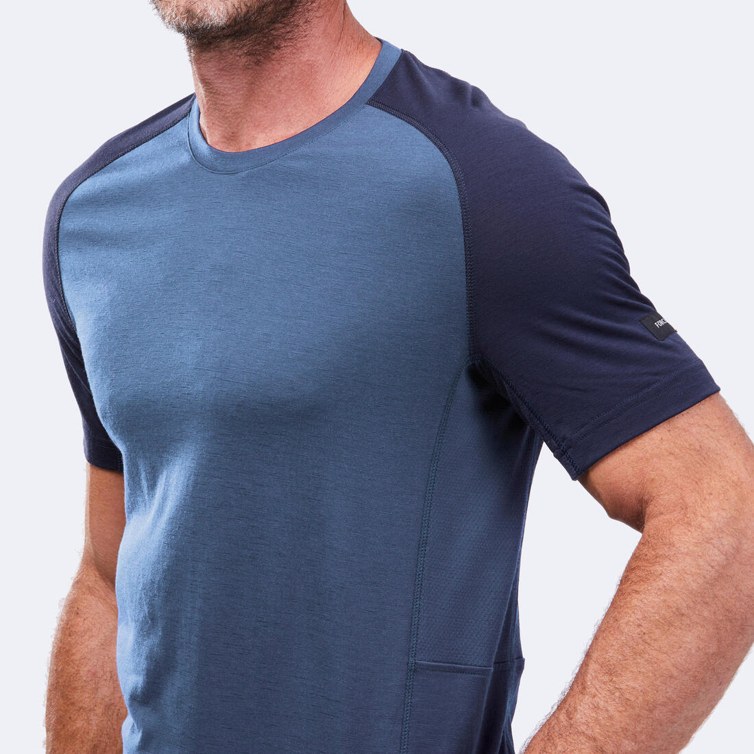 T-shirt de trek manches courtes en laine mérinos  - homme - mt500