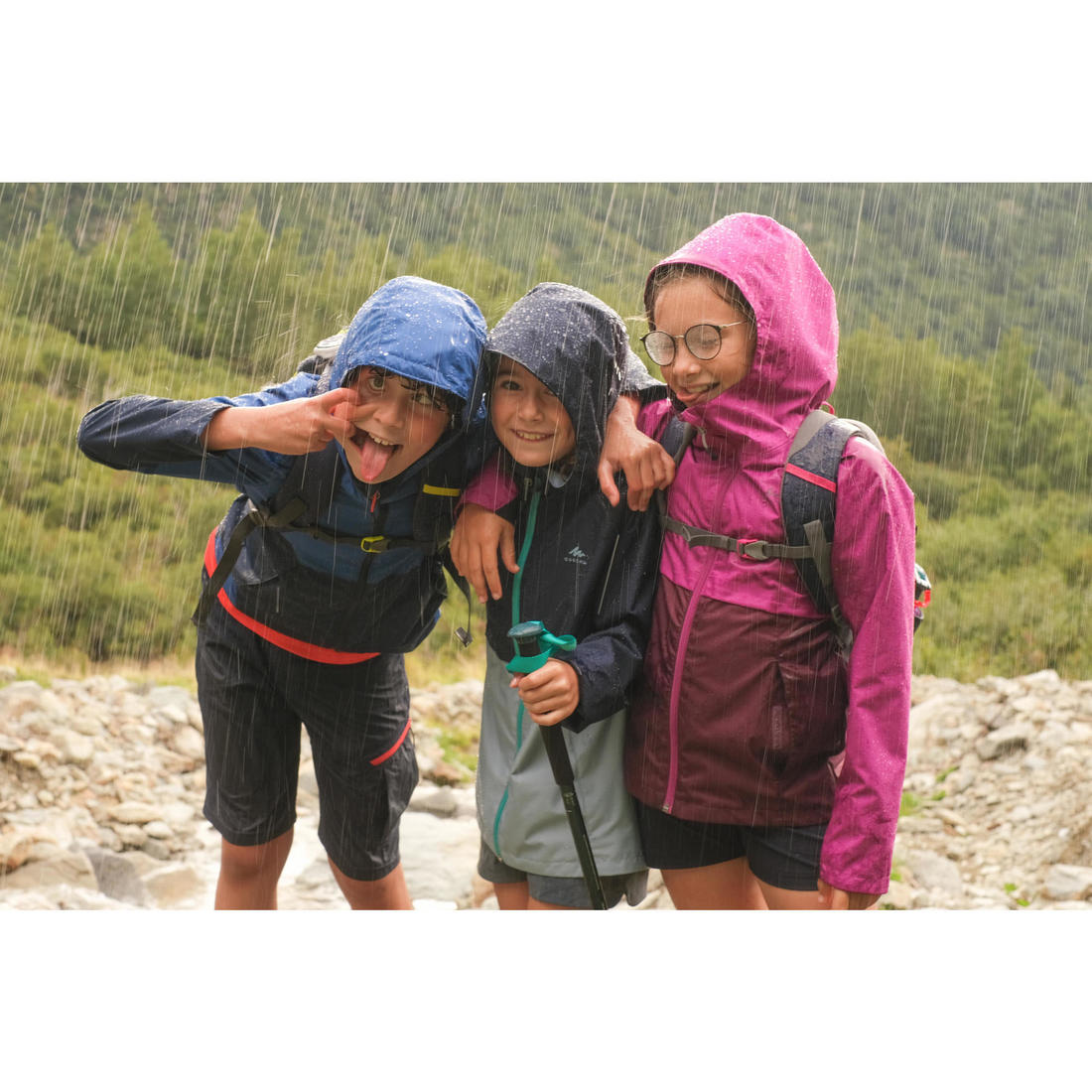 Veste imperméable de randonnée - MH500 violette - enfant 7-15 ans