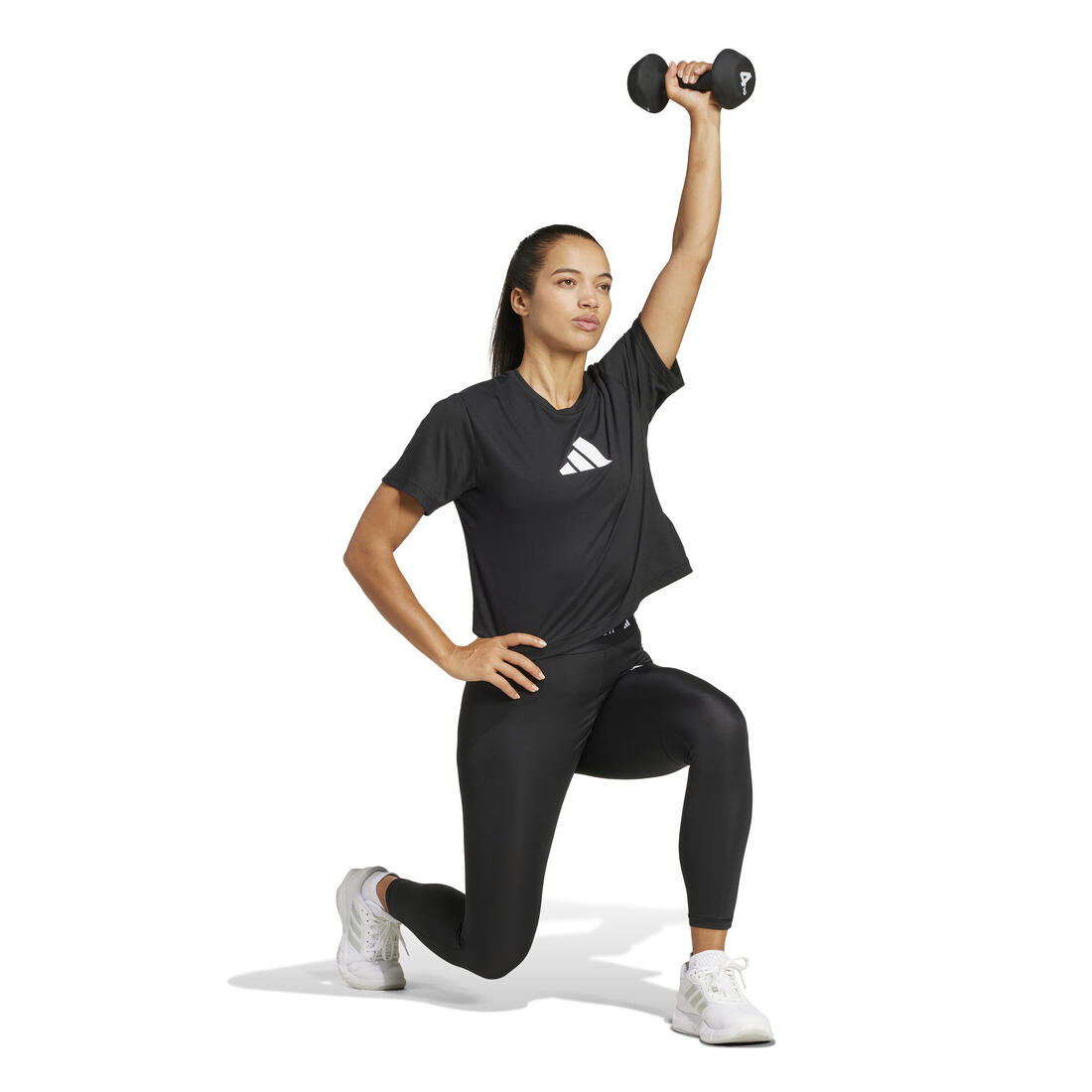 T-shirt imprimé logo femme, noir