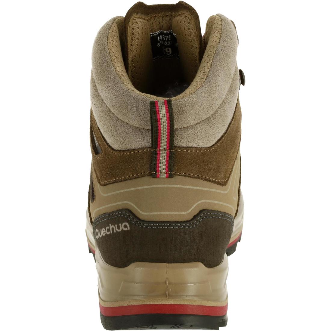CHAUSSURES TREKKING CUIR IMPERMÉABLES - MT100 - BEIGE - FEMME HAUTE