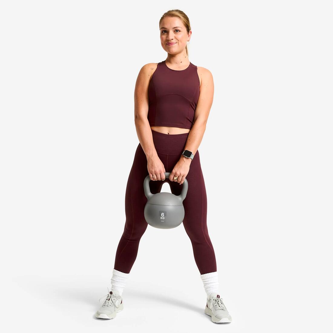 Débardeur de sport court galbant femme foncé