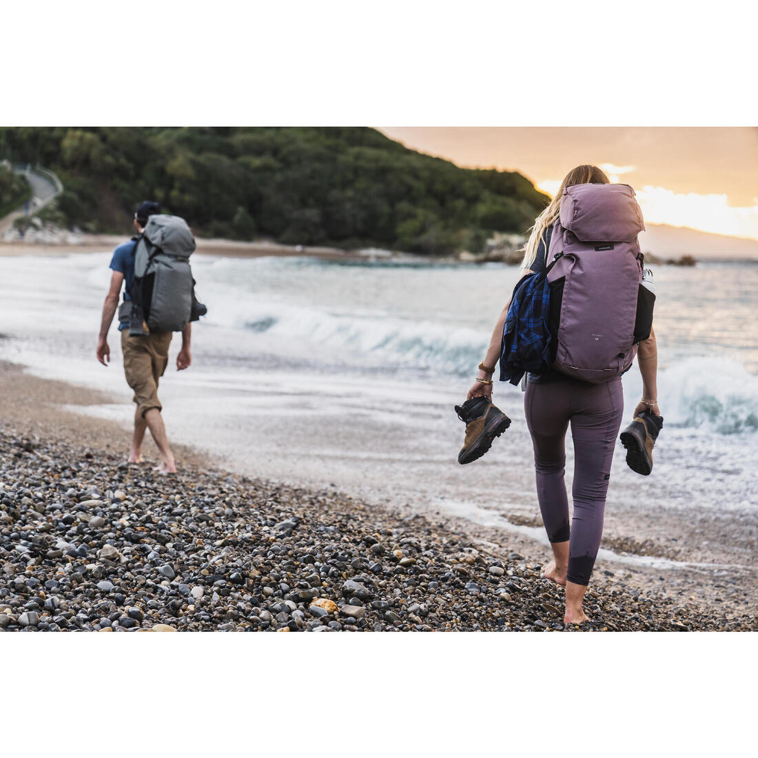 Sac à dos de voyage ouverture valise 60+6L femme, Travel 900 marron