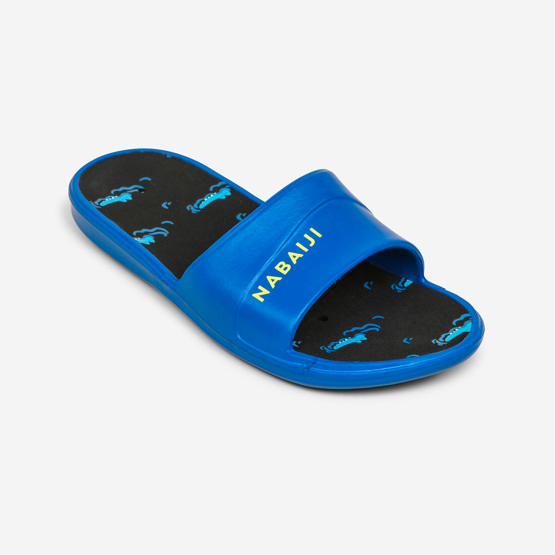 Sandale claquette piscine enfant slap 500 print croco – bleu électrique