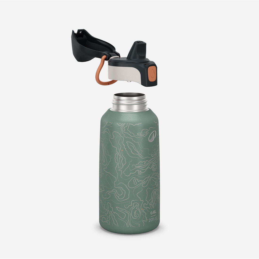 Gourde inox enfant 0,6L avec bouchon instantané, composée à 75% d'acier recyclé