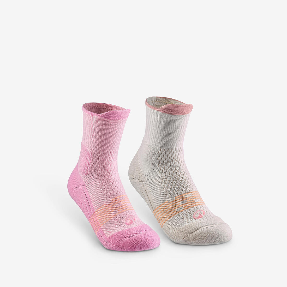 Chaussettes de randonnée enfant (lot 2 paires), HIKE500 Mid marron et