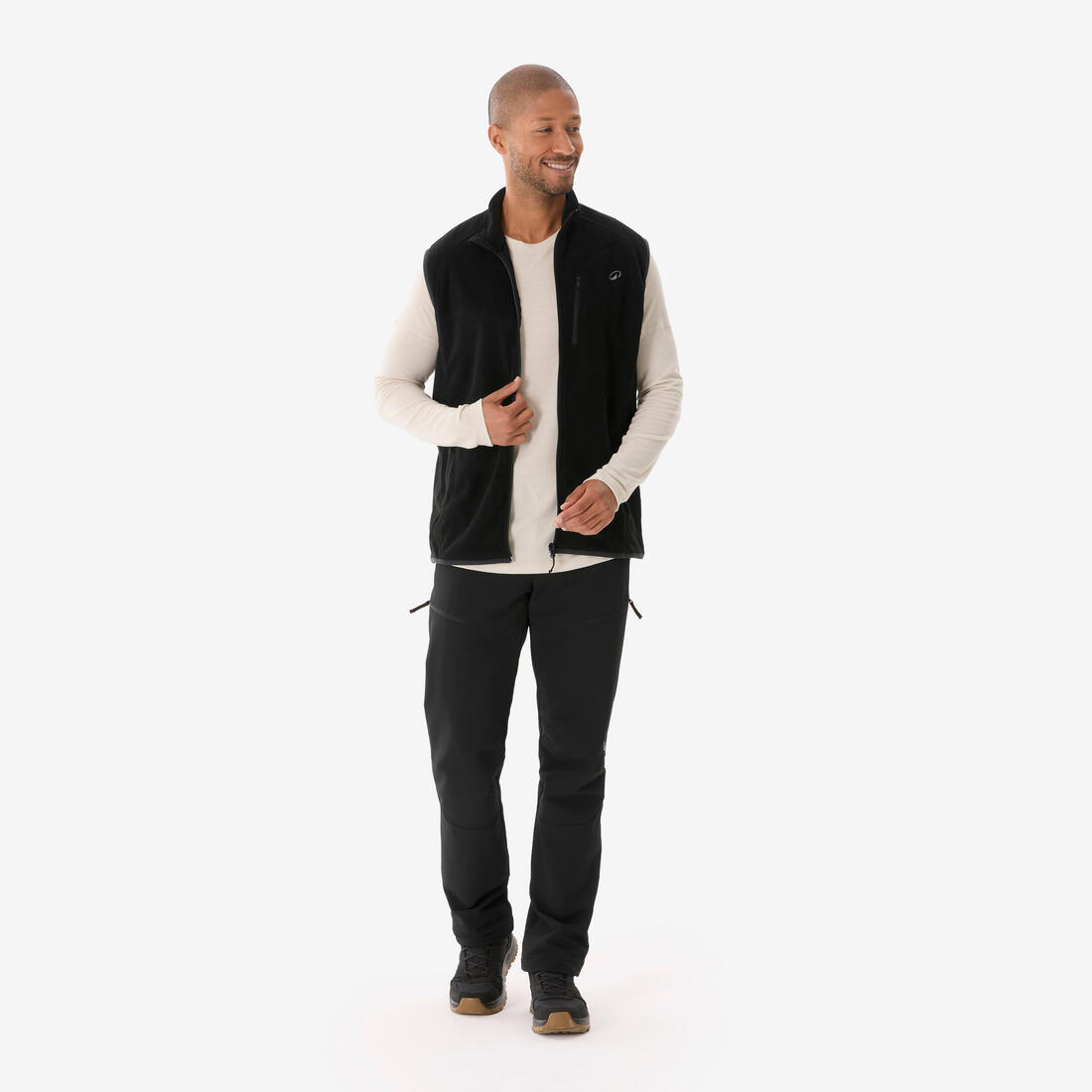 Gilet polaire de randonnée montagne homme, MH100 noir