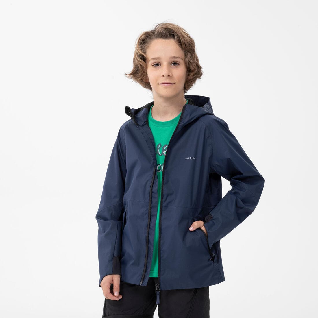 Veste imperméable de randonnée - MH500 grise et - enfant 7-15 ans