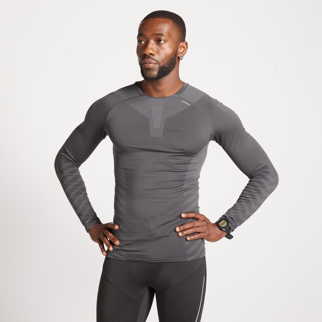 T-shirt de running manches longues slim Homme - KIPRUN Run 500 Sans couture