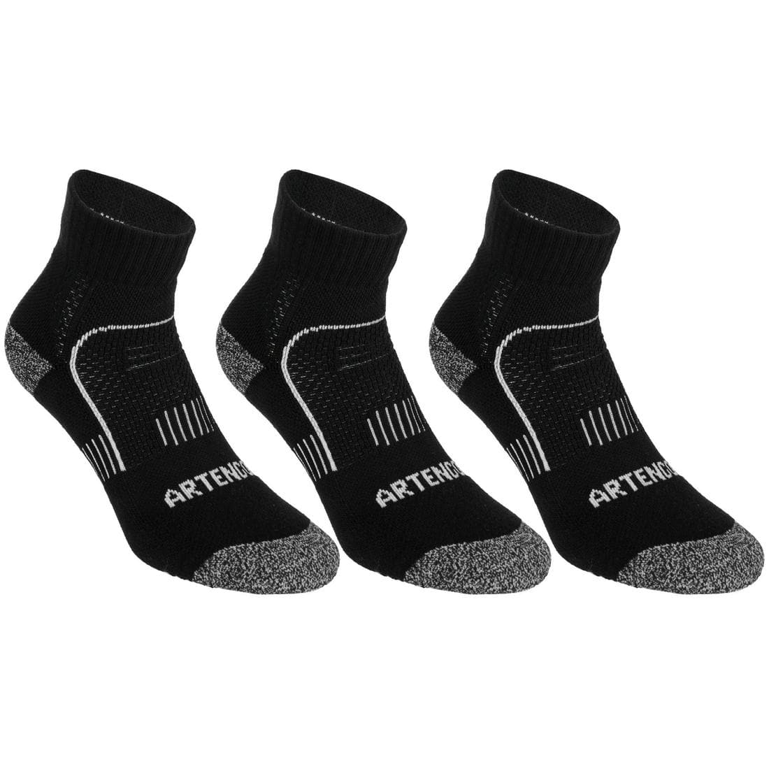 CHAUSSETTES DE SPORT MI-HAUTES ARTENGO RS 900 NOIR  BLANC LOT DE 3