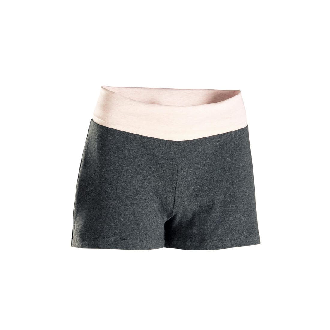 SHORT YOGA FEMME COTON NOIR/GRIS CHINE