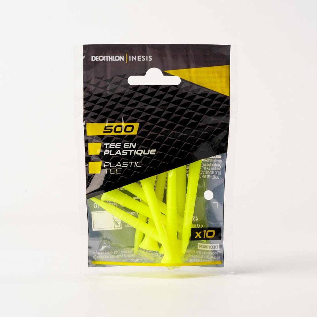 Tees golf x10 plastique 70mm - INESIS jaune