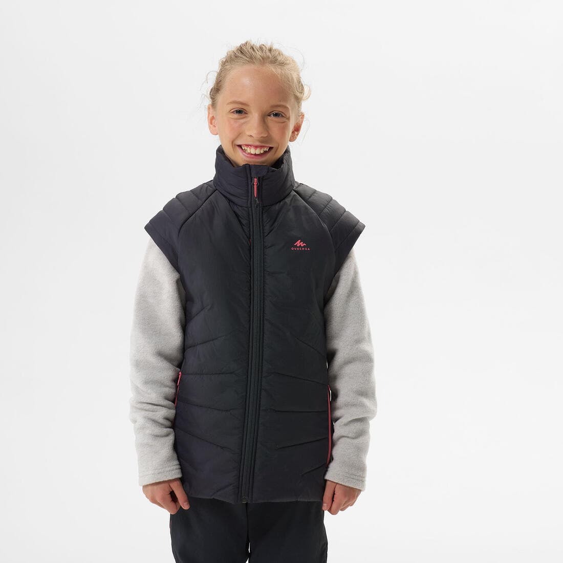 GILET DOUDOUNE DE RANDONNÉE - HYBRIDE GRIS FONCE - ENFANT 7-15 ANS