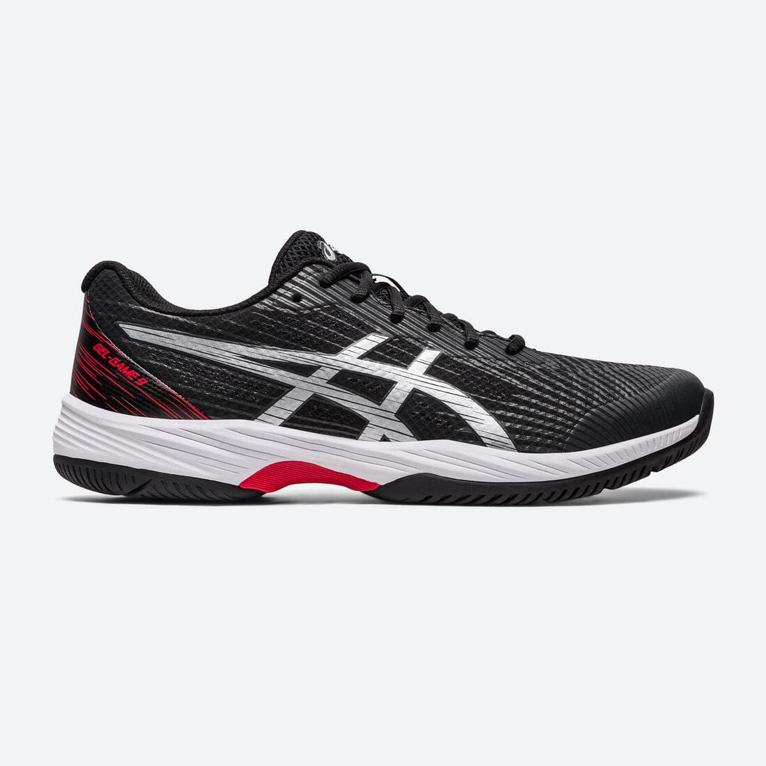 CHAUSSURES DE TENNIS HOMME MULTICOURT - ASICS GEL GAME 9 NOIR BLANC ROUGE