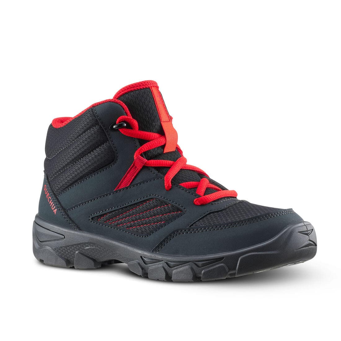 Chaussures de randonnée enfant avec lacets MH100 MID grise foncée du 35 AU 38