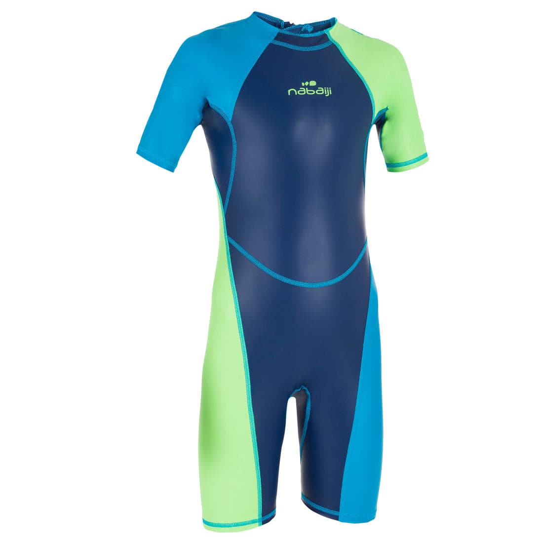 COMBINAISON DE NATATION GARÇON - SHORTY 100 KLOUPI - BLEU / VERT