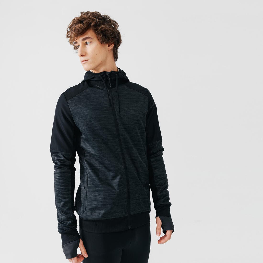 SWEAT ZIPPÉ A CAPUCHE DE RUNNING HOMME KALENJI WARM +