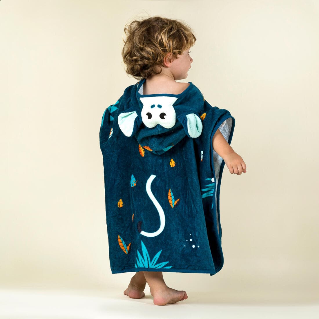 Poncho de Bain Coton Bébé - Singe Bleu Foncé