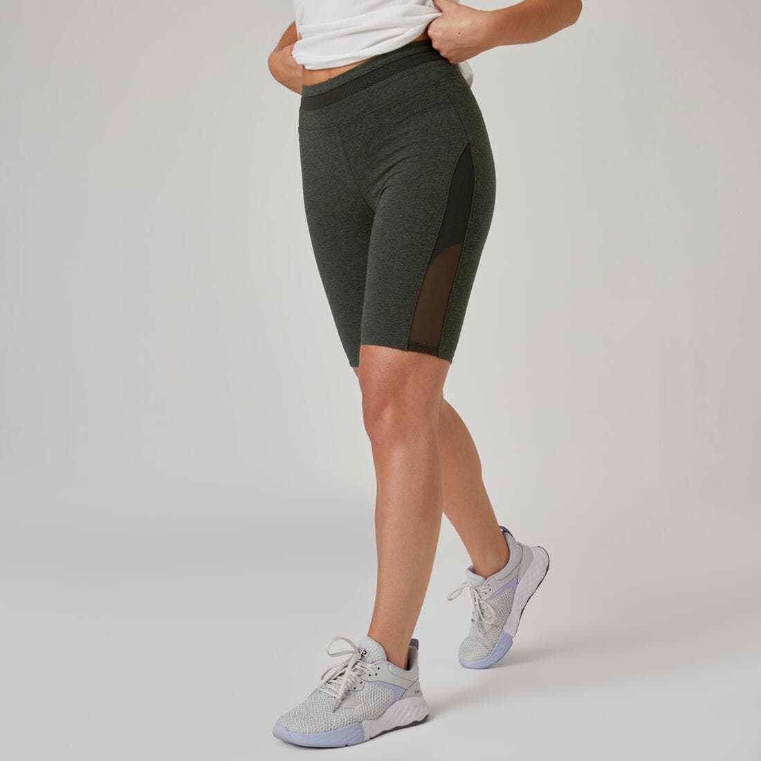 Short Fitness femme coton slim sans poche - 520 cycliste