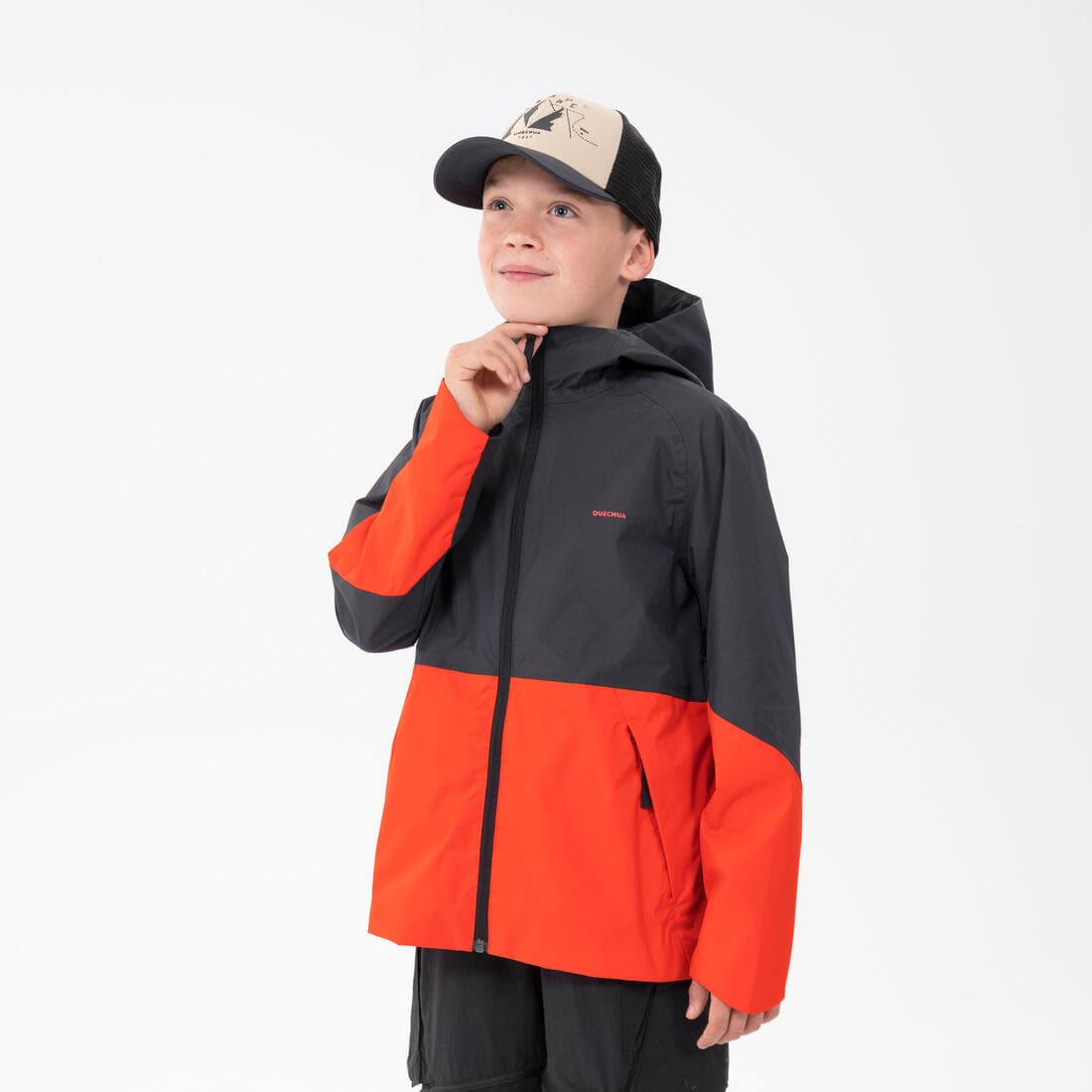 Veste imperméable de randonnée - MH500 grise et - enfant 7-15 ans