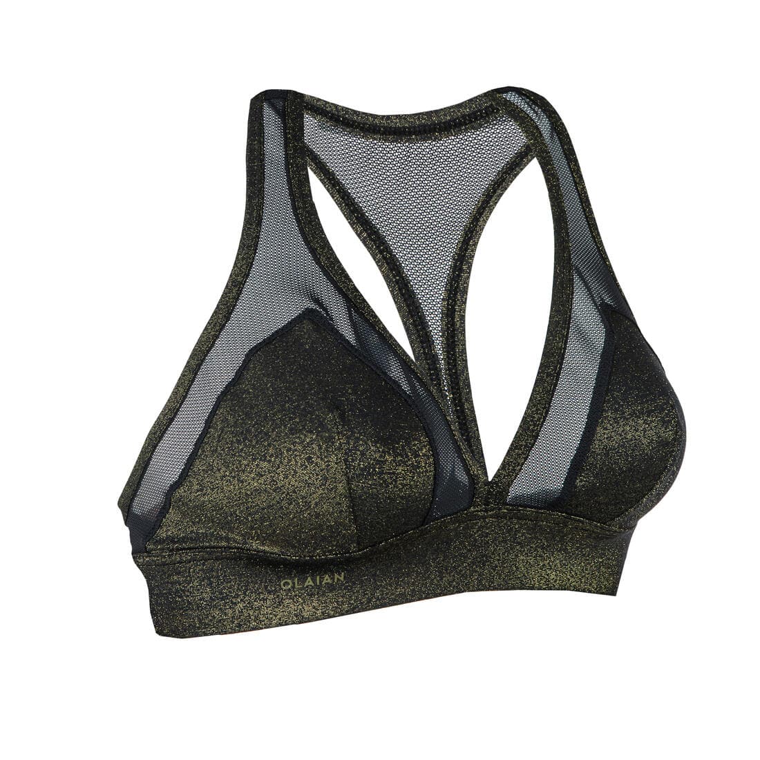 Haut de maillot de bain brassière femme dos réglable ISA PAILLETEE NOIR ET OR