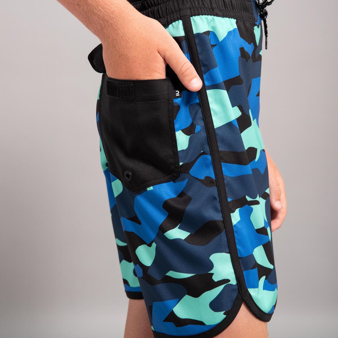 SHORT DE BAIN 500 BLEU CAMO