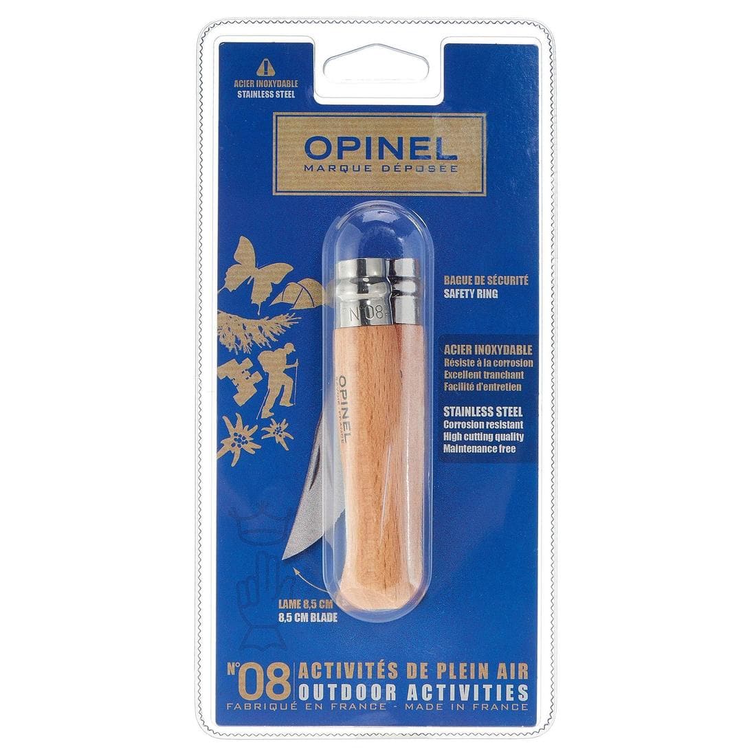 Couteau Opinel randonnée numéro 8 inox