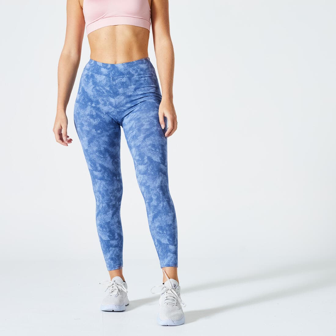 Legging 7/8 fitness femme Fit+ - 500 Imprimé rose Fushia