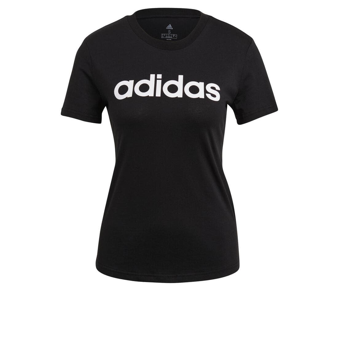 T-shirt fitness Adidas Linear manches courtes 100% coton col rond femme noir