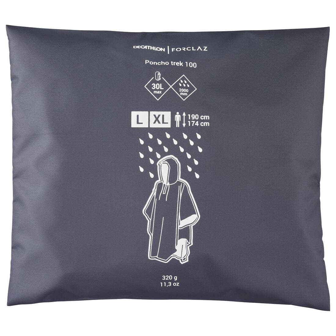 Poncho pluie de randonnée - forclaz mt 100 bleu 30l