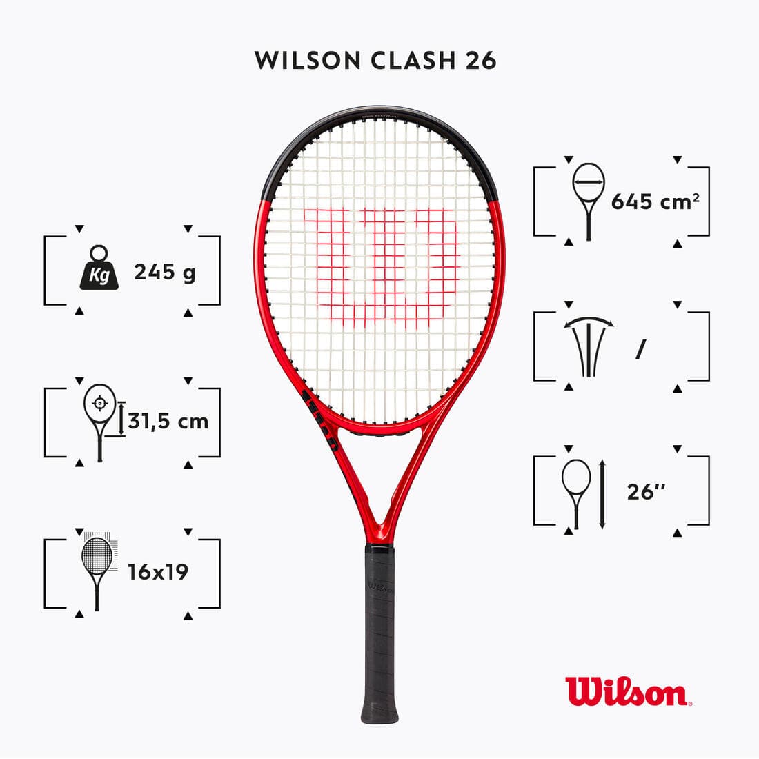 RAQUETTE DE TENNIS ENFANT WILSON CLASH JR 26 V2 NOIR