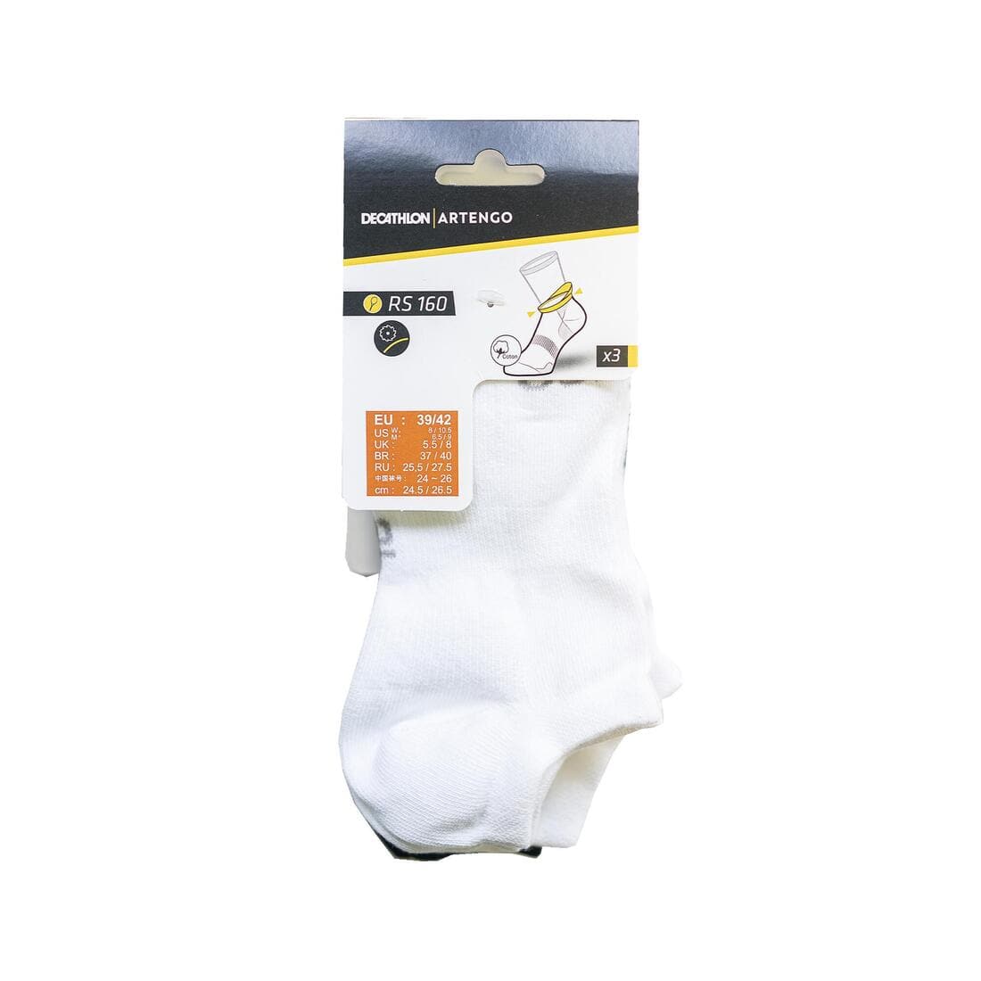 CHAUSSETTES DE SPORT BASSES ARTENGO RS 160 BLANC MARINE LOT DE 3