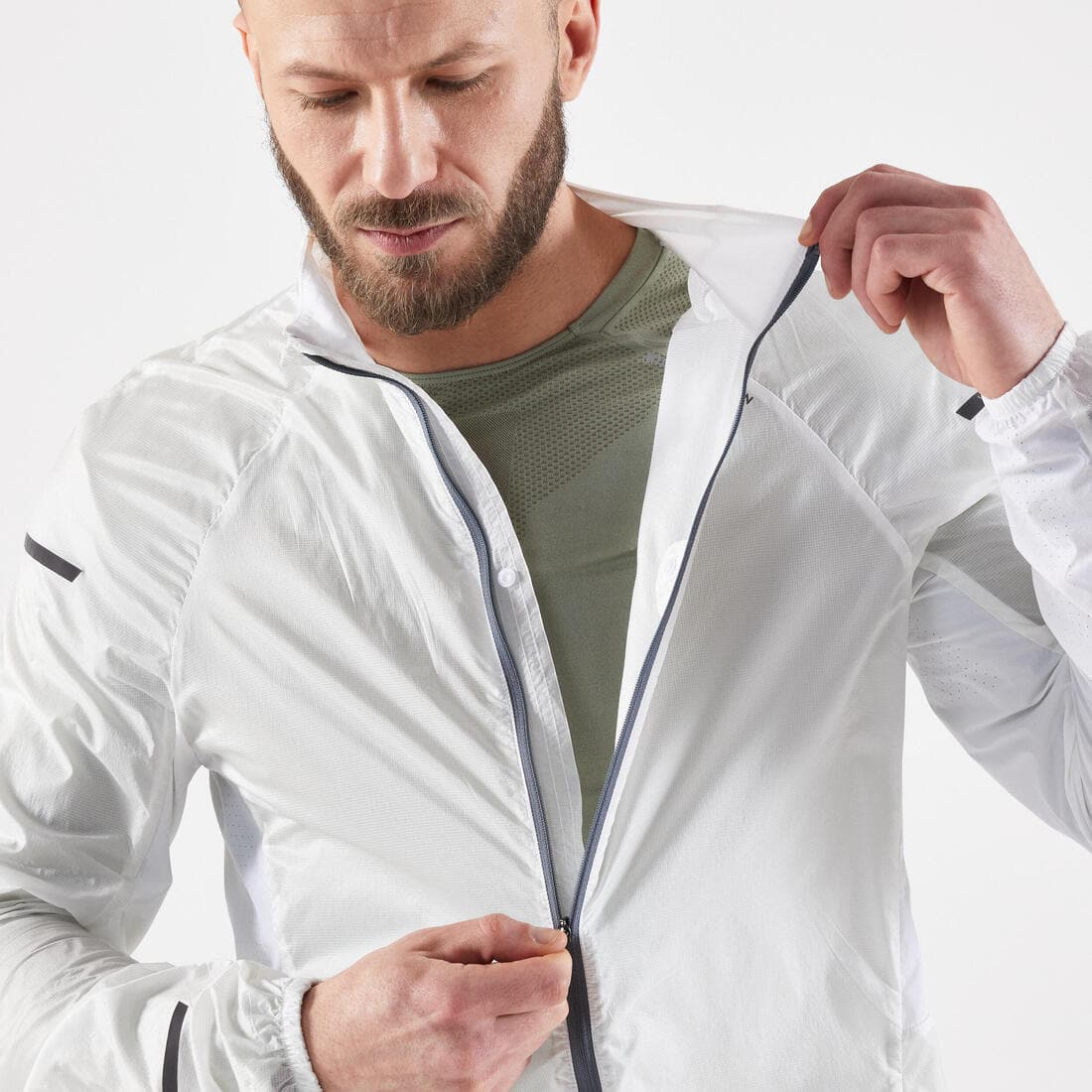 Veste coupe vent Homme - KIPRUN WIND JACKET BLANCHE