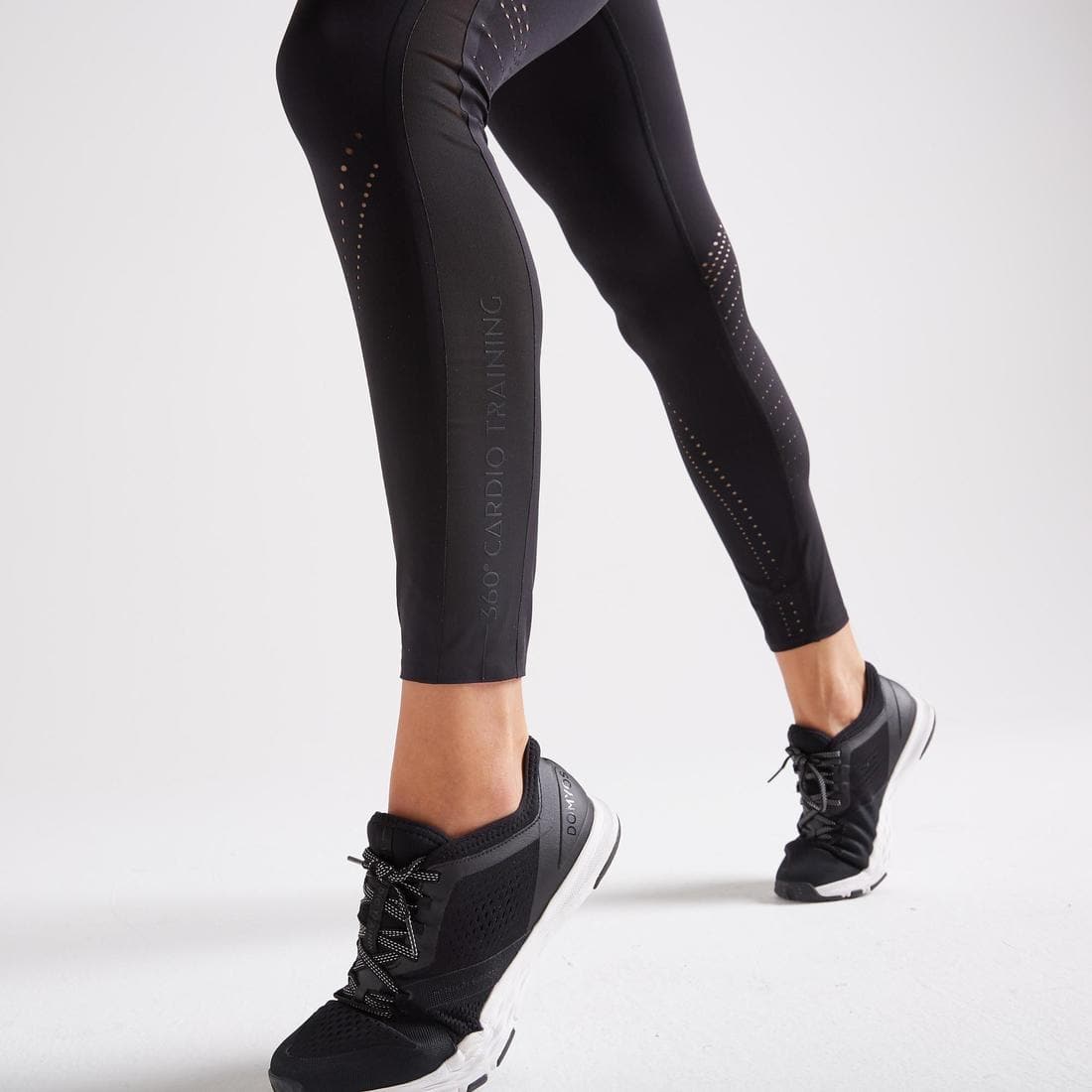 Legging taille haute gainant Fitness Cardio Noir