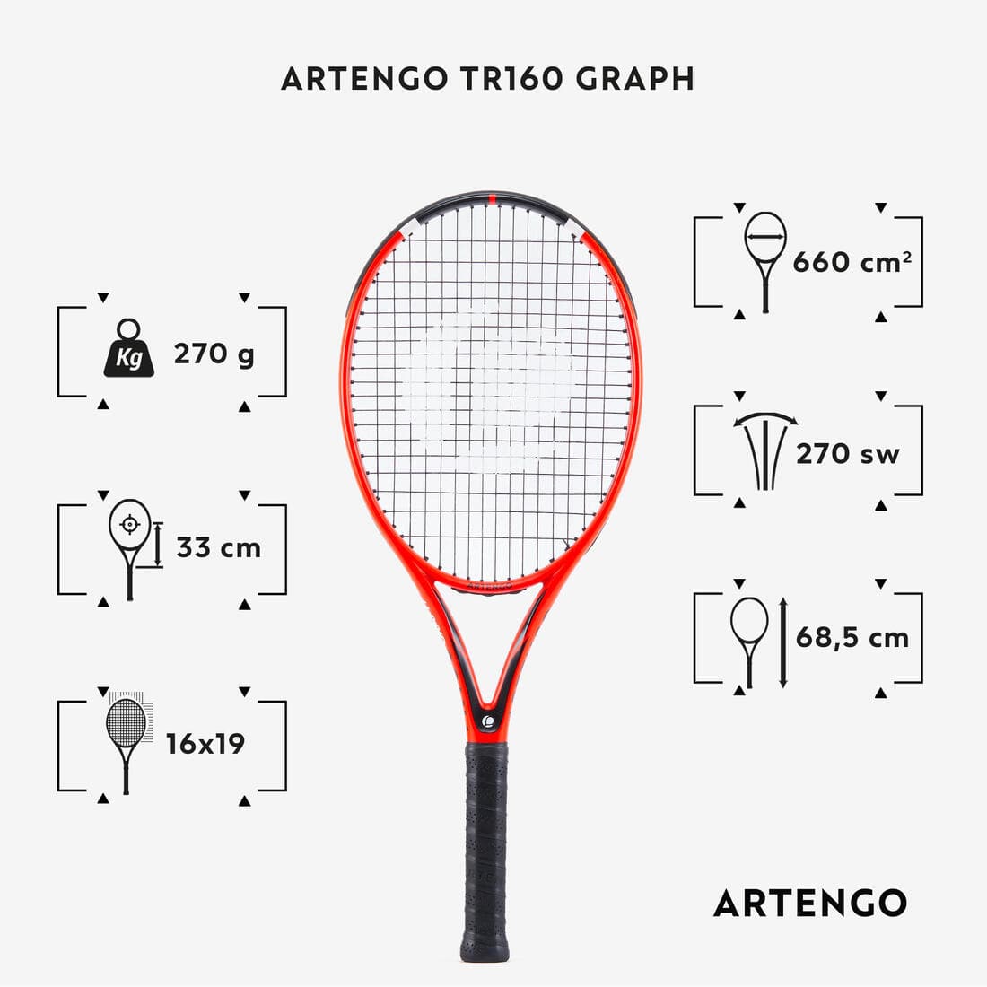 RAQUETTE DE TENNIS ADULTE TR160 GRAPH