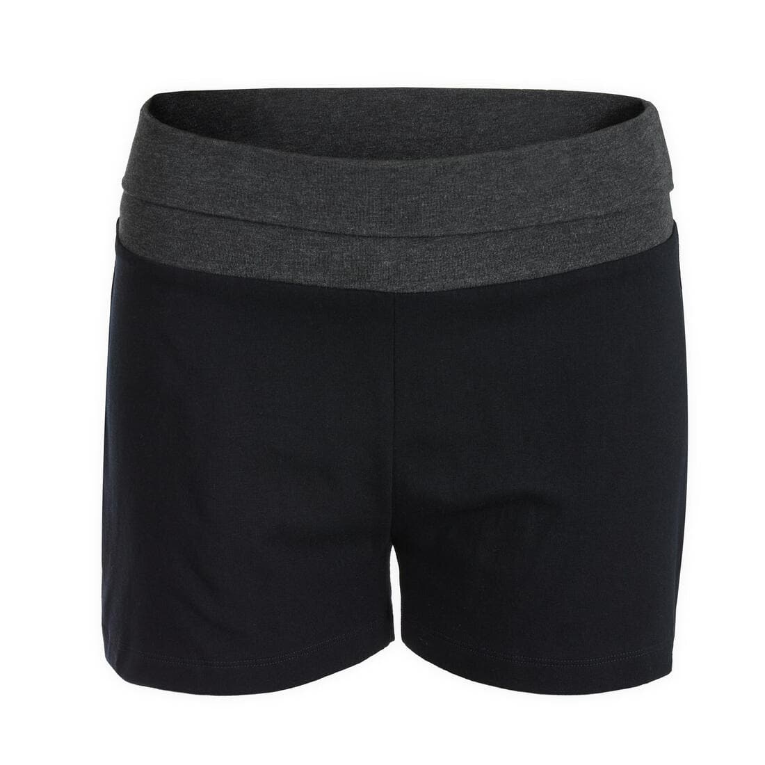 SHORT YOGA FEMME COTON NOIR/GRIS CHINE