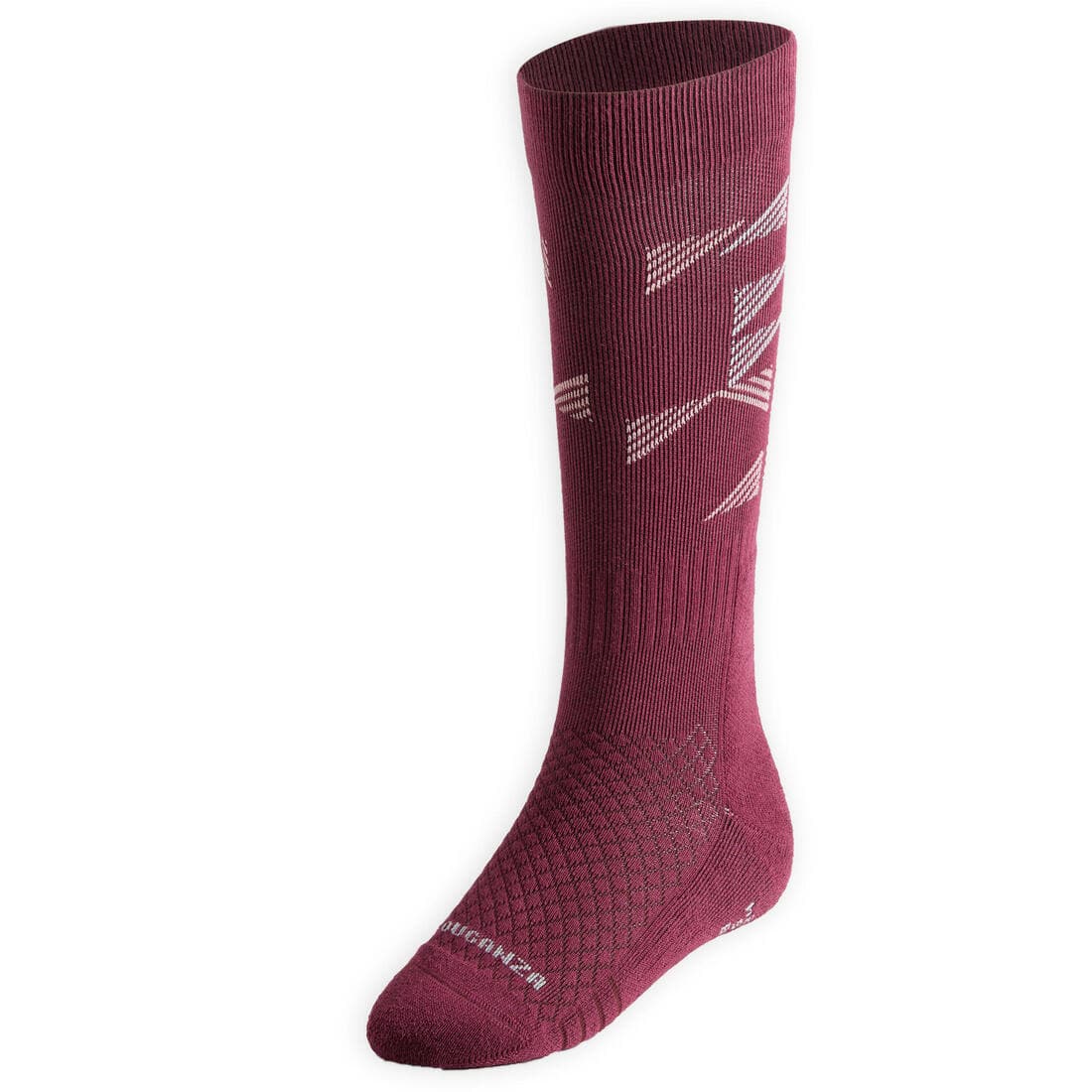 Chaussettes d'équitation enfant SKS 500 motifs Graph rose clair et prune.