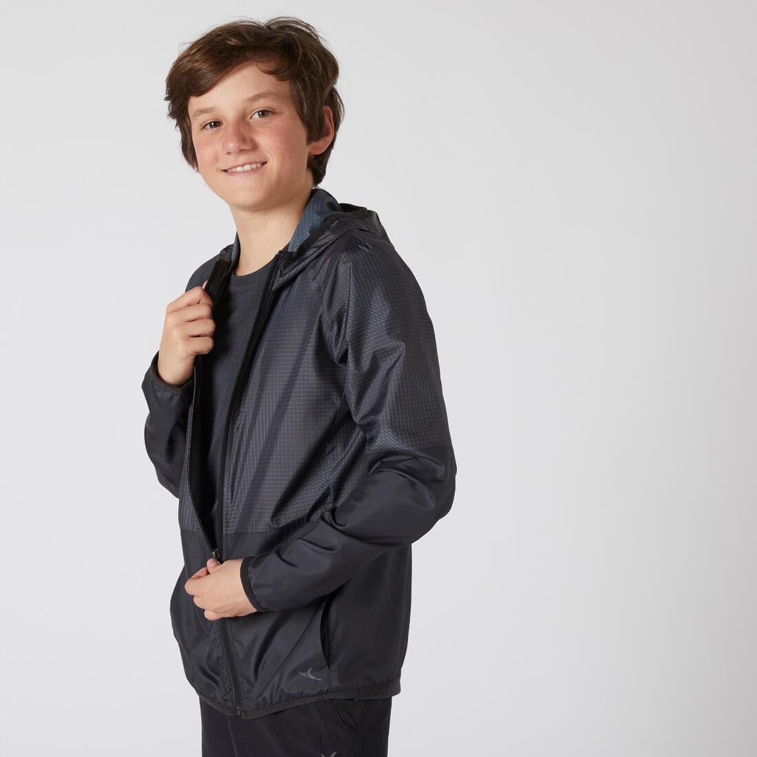 Veste ultra light compacte respirante noire imprimée ENFANT